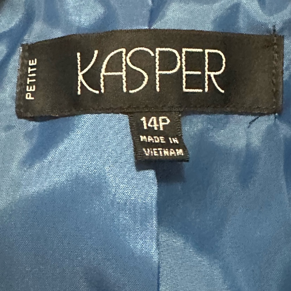 Kasper Petite Women’s Blue Tweed Jewel Button Jacket Size 14P - Picture 7 of 8